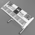 Yamaha PSR E463 Electronic Keyboard with Black White Keys Control Panel and Speakers on Stand