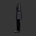 Fashionable Long Coat With Belted Design Turtleneck Top Black Trousers Leather Shoes Outfit