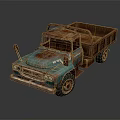 Vintage Rusty Blue Truck With Open Bed And Weathered Exterior Design