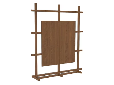 Wooden Room Divider Screen With Cross Frame And Panel Design For Home Decor 3d model