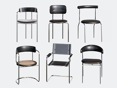 Modern Single Chairs With Various Stylish Designs And Metal Frames 3d model