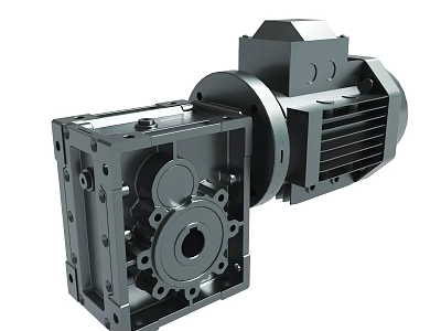 Heavy Duty Industrial Gearbox Motor Unit With Metal Housing And Flanges 3d model