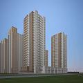 Modern High Rise Residential Buildings With Glass Curtain Walls And Blue Sky Background