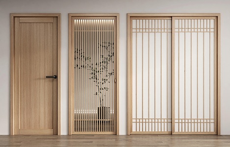 Japanese-style swing door single door 3d model