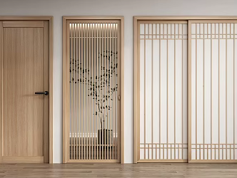 Japanese-style swing door single door 3d model