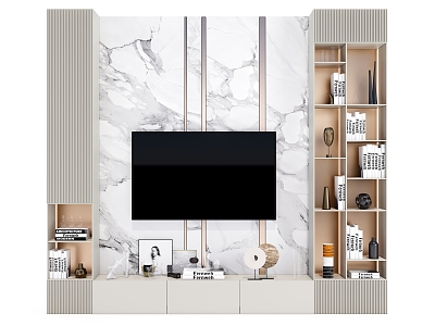 Simple TV background wall cabinet 3d model