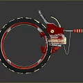 Innovative Red Single Wheel Motorcycle Design With Black Tire And Comfortable Seat