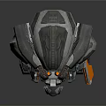 Futuristic Mechanical Robot 3D Model With Gray Armor And Orange Accents