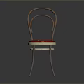 Modern Single Chair With Metal Frame And Red Cushion Featuring Yellow Patterns 3d model