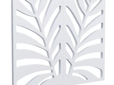 White Decorative Wall Paneling With Intricate Laser Cut Leaf Patterns For Home Interior Design 3d model