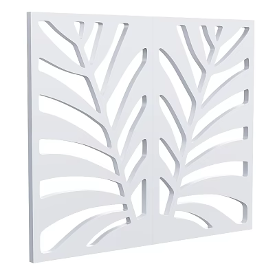 White Decorative Wall Paneling With Intricate Laser Cut Leaf Patterns For Home Interior Design 3d model