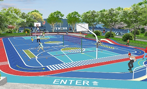 Modern Park Sports Park Basketball Court 3d model