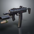 Black Tactical Submachine Gun With Attached Ammunition Cartridge Modern Design And Ergonomic Grip