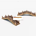 Two Arched Wooden Miniature Bridges With Ornate Railings For Decoration