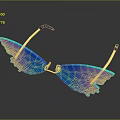 Stylish Butterfly Shaped Sunglasses With Blue Gradient Lenses And Reflective Frame Design
