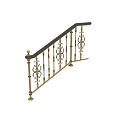 Ornate Metal Railing With Intricate Carvings And Elegant Wooden Handrail Design