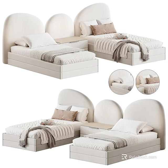 Modern Elegant Single Bed Design With Curved Headboard Mattress And Decorative Pillows 3d model 