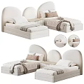 Modern Elegant Single Bed Design With Curved Headboard Mattress And Decorative Pillows
