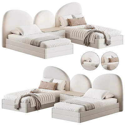 Modern Elegant Single Bed Design With Curved Headboard Mattress And Decorative Pillows 3d model