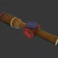 Red Telescopic Optical Device With Knobs And Cylindrical Structure