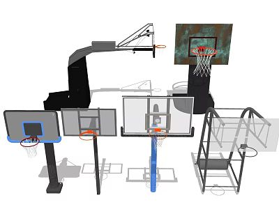 Various Basketball Hoops with Backboards Sports Equipment for Outdoor Training Use 3d model