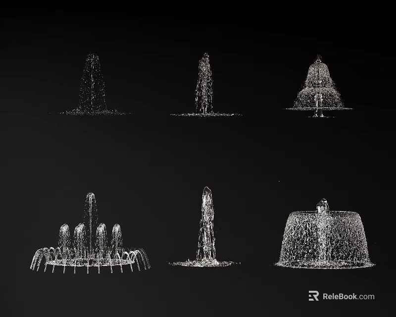 Various Decorative Water Fountain Designs With Tiered And Multi Jet Structures 3d model 