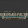Vintage Tram Model With Green Beige Body And Roof Pantograph Detailed Design