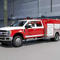 Ford Heavy Duty Fire Truck With Red And White Exterior In Garage Setting