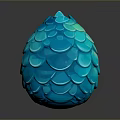 Fantasy Game Movie Character Blue Shiny Scaled Egg With Textured Surface