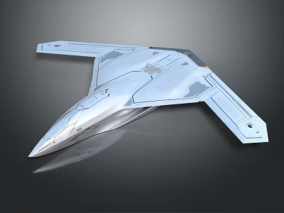 Futuristic Silver Stealth Fighter with Aerodynamic Sleek Design and Modern Structure 3d model