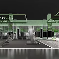 Modern Fitness Gym Interior With Mirrors Neon Lights And Training Equipment