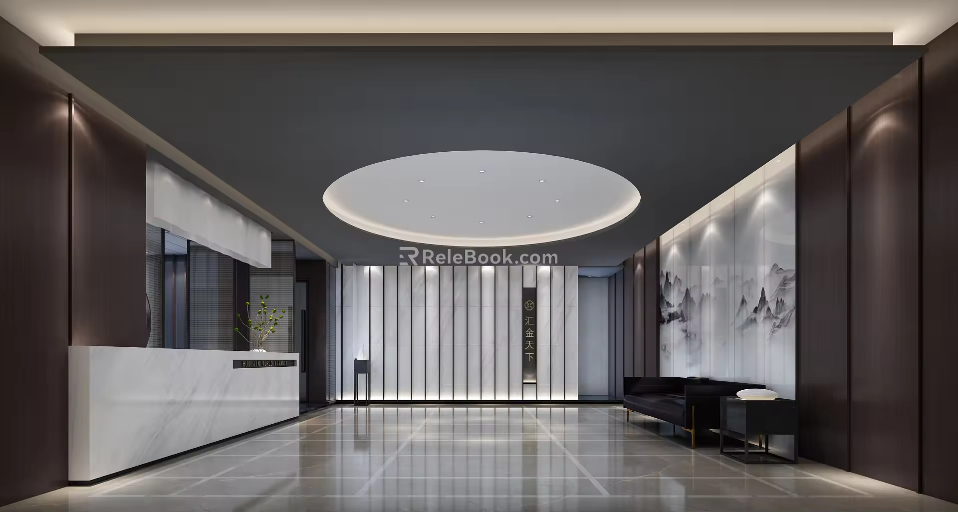 New Chinese Front Desk Office Front Desk 3d model