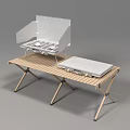 Portable Outdoor White Stoves With Foldable Wooden Table And Compact Design