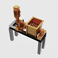 Industrial Mechanical Equipment With Golden Motor And Square Processing Unit On Black Stand