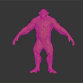 Muscular Ape 3D Model in Standing Posture with Detailed Muscle Structure and Reflective Surface
