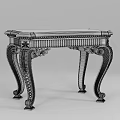 Elegant Console Table With Gold Metal Carved Frame And White Marble Top