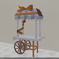 Colorful Candy Cart With Blue Orange Striped Canopy And Orange Bow