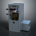 Gray Enclosed Industrial Equipment Featuring Internal Mechanical Components And Pipes