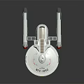 Silver Cosmic Spaceship Model With NCC1650 Number And Red Engine Lights 3d model