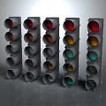 Five Traffic Lights with Red Yellow Green Colored Signal Lamps