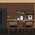 Middle Ancient Style Restaurant Sideboard Dining Table and Chair Combination Refrigerator Cabinet 3d model