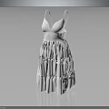 Elegant White Spaghetti Strap Dress With Layered Ruffled Skirt Design Details