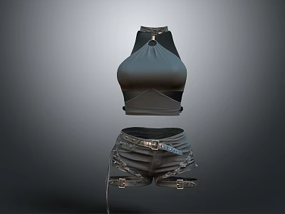 modern clothes sexy clothing vest shorts see-through sexy clothes 3d model