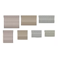 Various Colored Striped Curtains with Scalloped Edges Stacked for Home Decoration