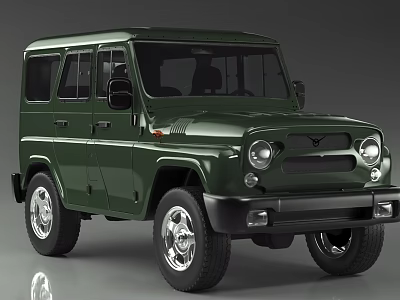 Green Vintage SUV With Rugged Exterior Square Body And Alloy Wheels 3d model