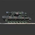 Military Tank Model With Camouflage Paint Turret And Cannon On Display Base