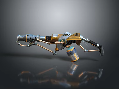 Futuristic Sci Fi Weapon With Long Barrel Grip Ammo Canister And Mechanical Structure 3d model