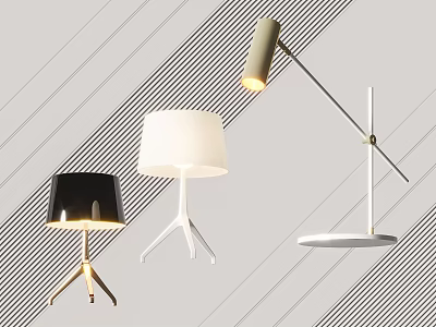 Stylish Modern Table Lamps With Various Shade Shapes And Base Designs 3d model