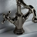 Modern Bathroom Vanity With White Countertop Black Cabinet And Gold Handles Mirror