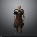 Man Wearing Brown Outfit With Silver Armor And Decorative Details Standing